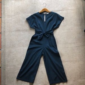 Lush Navy Blue Linen Jumpsuit